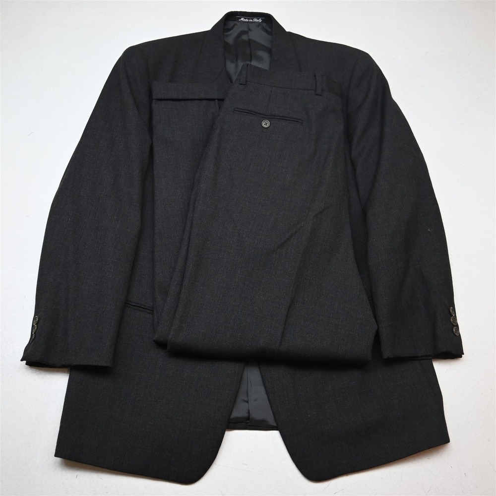 Mani Giorgio Armani Vtg 41R 34x30 Charcoal Gray 100% Wool Italy Mens Suit